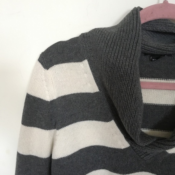 Theory | Gray And White Stripe Gesica Sweater - Picture 3 of 8